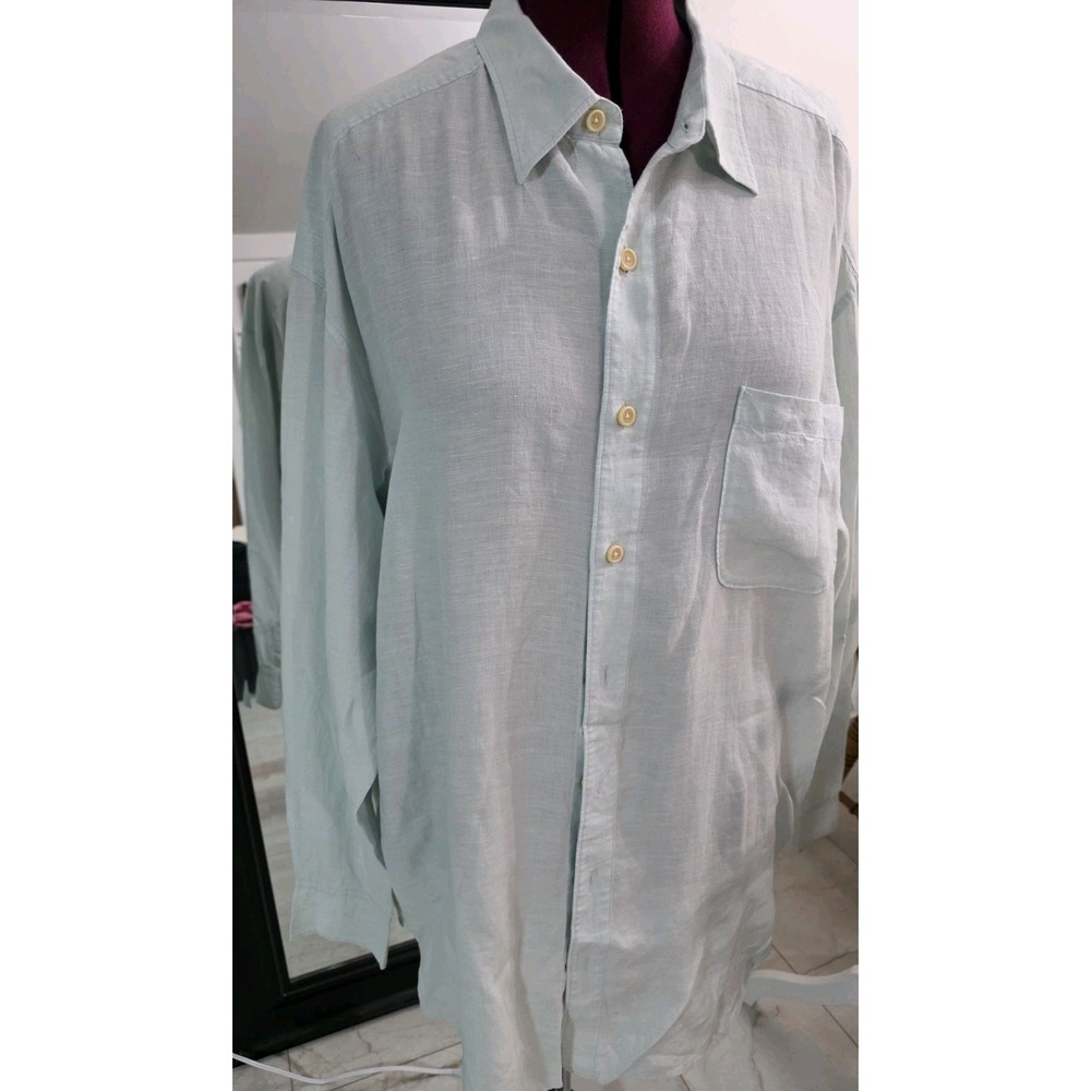 Tommy Bahama Relax 2X 100% Linen Shirt Light Blue Big Tall Long Sleeve Button Up